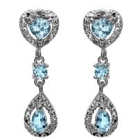 Blue Topaz and Diamond Dangle Earrings 202//202